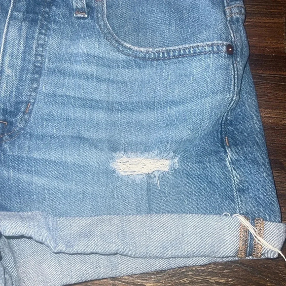 Madewell High Rise Denim Shorts Size 29 Distressed Cuffed Blue Jean Cutoffs - Picture 4 of 9